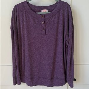 Casual Women's Purple Henley Sweatshirt